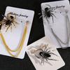Golden & Silvery Alloy Spider Brooch Pins for Men | Vintage-Inspired Design, Faux Gemstone Embellished, Chain Necklace Accessory for Suits, Jackets
