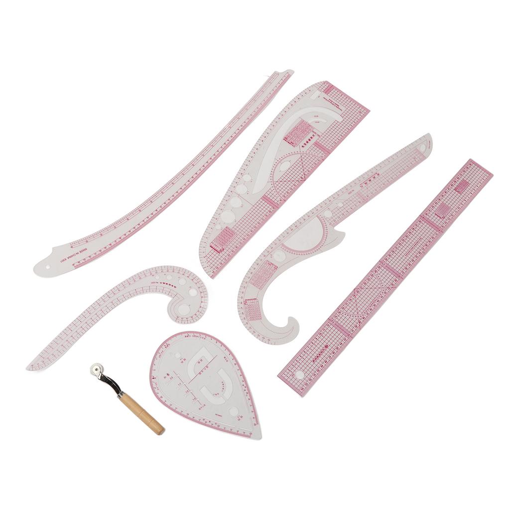 7 Stück Französische Kurvenlineale Transparentes PVC CM MM Hohe Genauigkeit Langlebiges Nählineal-Set für DIY Schneiderhandwerk