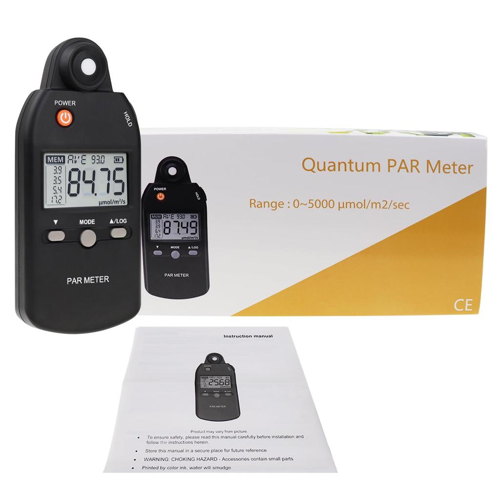 PAR Light Meter with Advanced Quantum Measures Grow Light Photosynthetic Light Level Meter for Indoor Lux Intensity Meter for All Indoor and PPFD