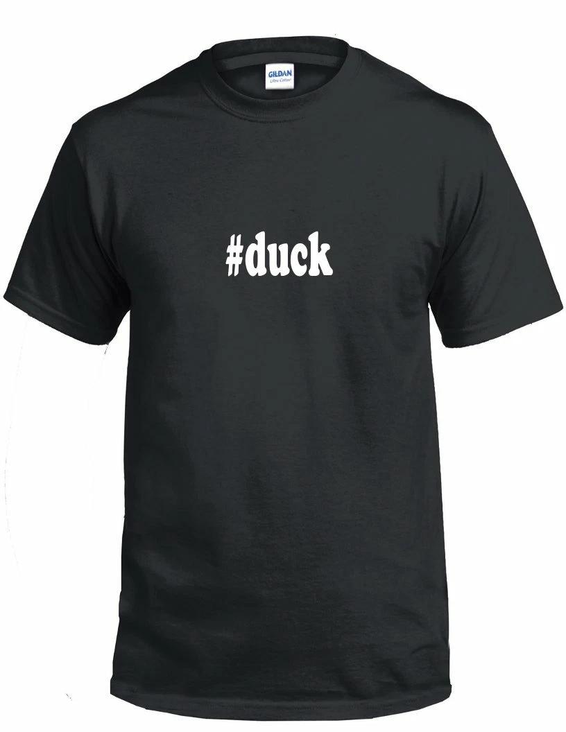 #duck T-Shirt Hashtag Duck Funny Gift Black White Cotton Tee Shirt XL