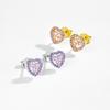ANDYWEN 925 Sterling Silver Stud Earrings Ladies Cute Heart Earring Colorful Cubic Zirconia Fine Jewelry for Valentine's Day Gifts