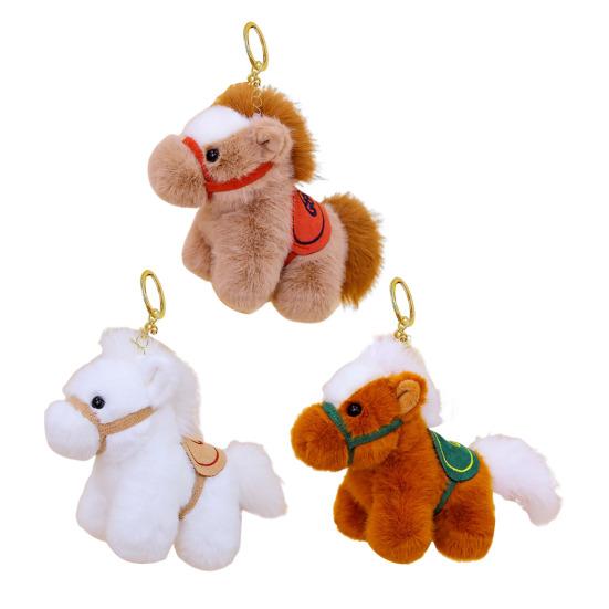 Realistic Pony Plush Keychain 2026 Year of The Horse Plush Keyring Cute Pony Doll Soft Stuffed Animal Birthday Gifts for Kids