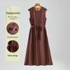 Snowforte Women's Neo-Chinese Silk A-Line Midi Dress