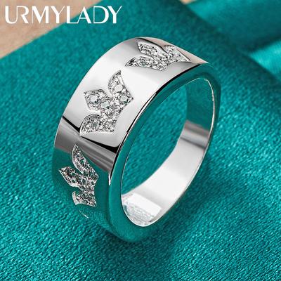 925 Sterling Silver Crown Zircon 7 8 9 10 Ring For Women Charm Jewelry