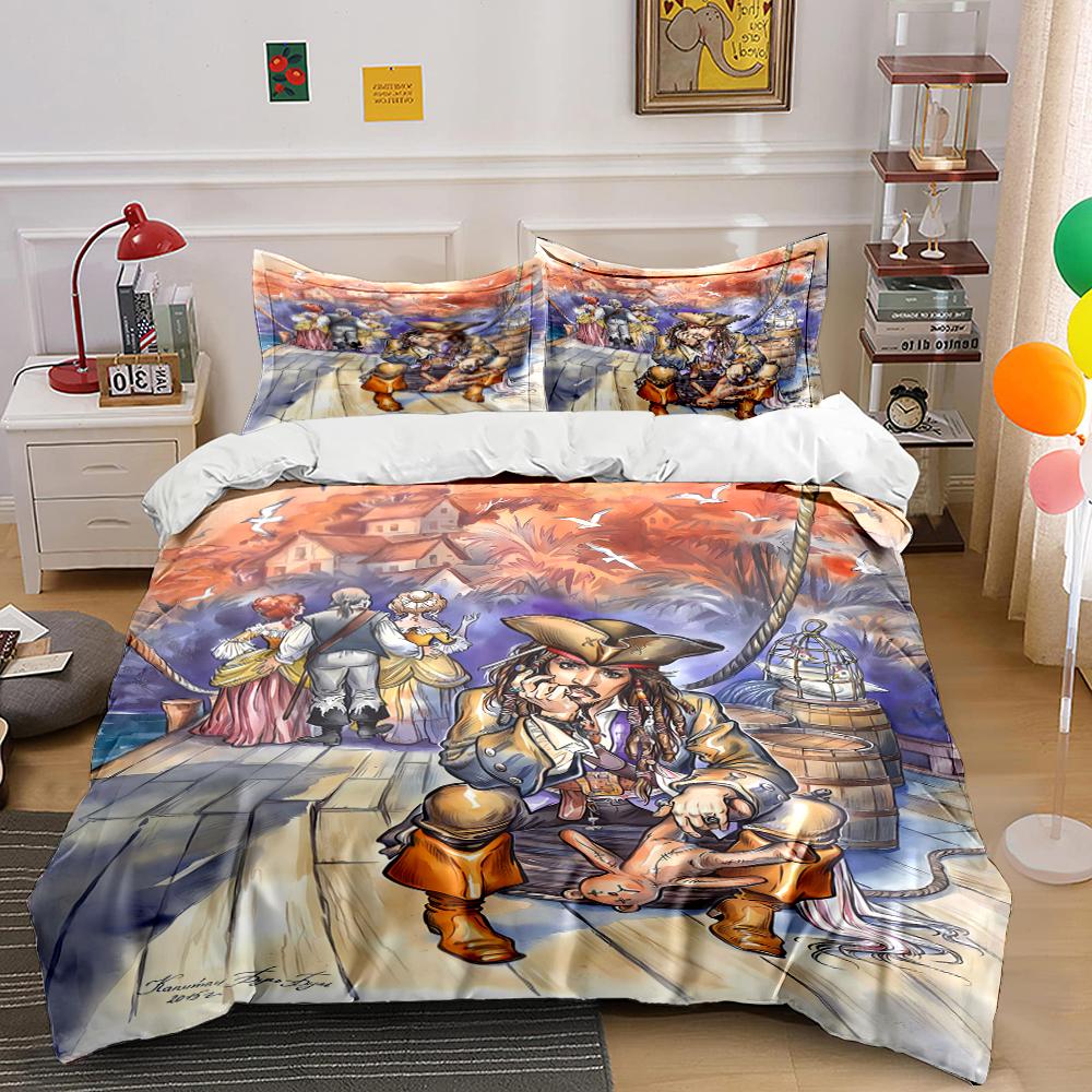Pirate Cartoon Bedding Set with Artwork Bedding set (1 duvet cover, 2 pillowcases, duvet not included)