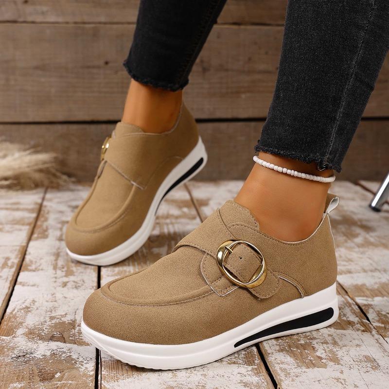 New Casual Round-toed Flat Wedge Heel Women's Shoes with A Shallow Opening and Large Size for Women