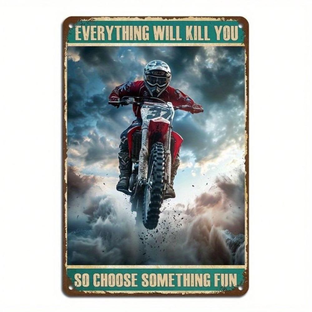Vintage Metal Sign Moto Cross Biker Retro Wall Decor Garage Bar Poster