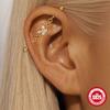 S925 Sterlingsilber Industrial Piercing Alltagskleidung Stern- und Mond-Element Kette Industrial Hantel Piercing