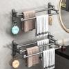 Punch-Free Multi-Bar Bathroom Towel Rack and Hanger Shelf