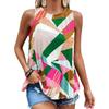 Summer New Arrival Geometric Print Pullover Sleeveless Tops Women 2025 European and American Leisure Loose Color Matching Outwear Vest Women