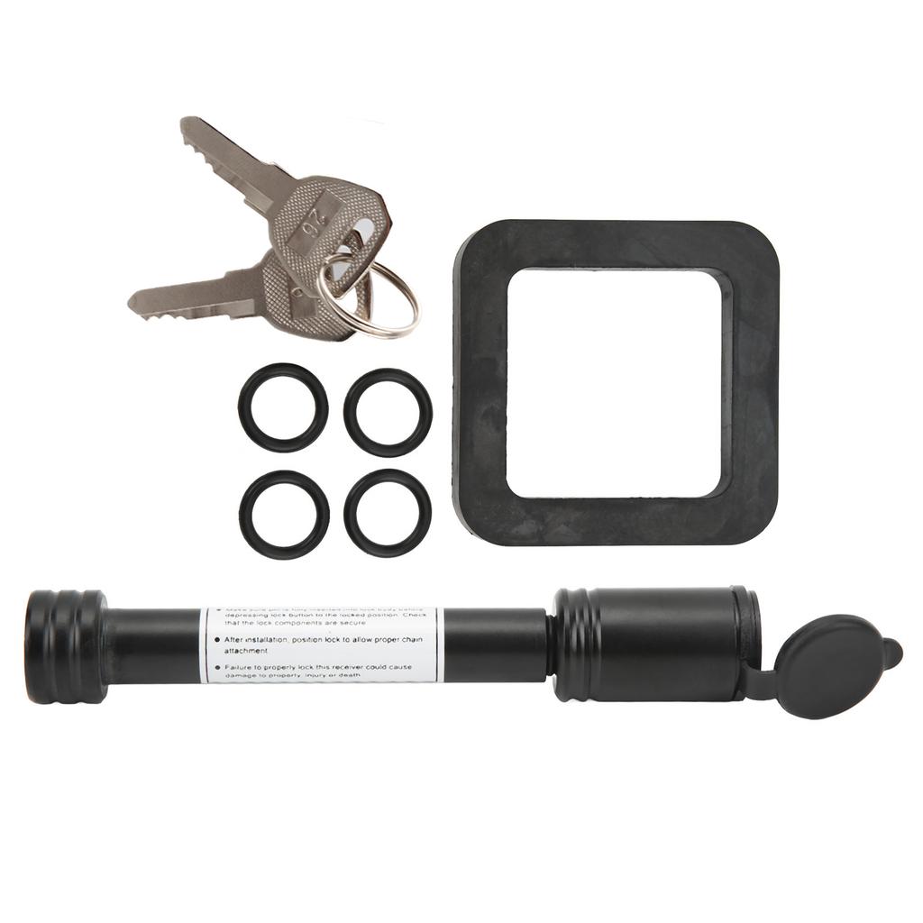 5 8in Trailer Hitch Receiver Pin Lock with 2in Silencer Pad Tubular Keys O Rings for Car Truck Hitch Ball Carrier