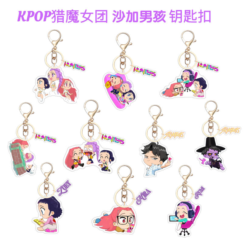 Porte-clés Acrylique pour Chasseurs de Démons Populaire Kpop Huntr-X Mira Rumi Zoey Saja Garçons Sac à Dos Pendentif de Voiture Cadeau Exquis