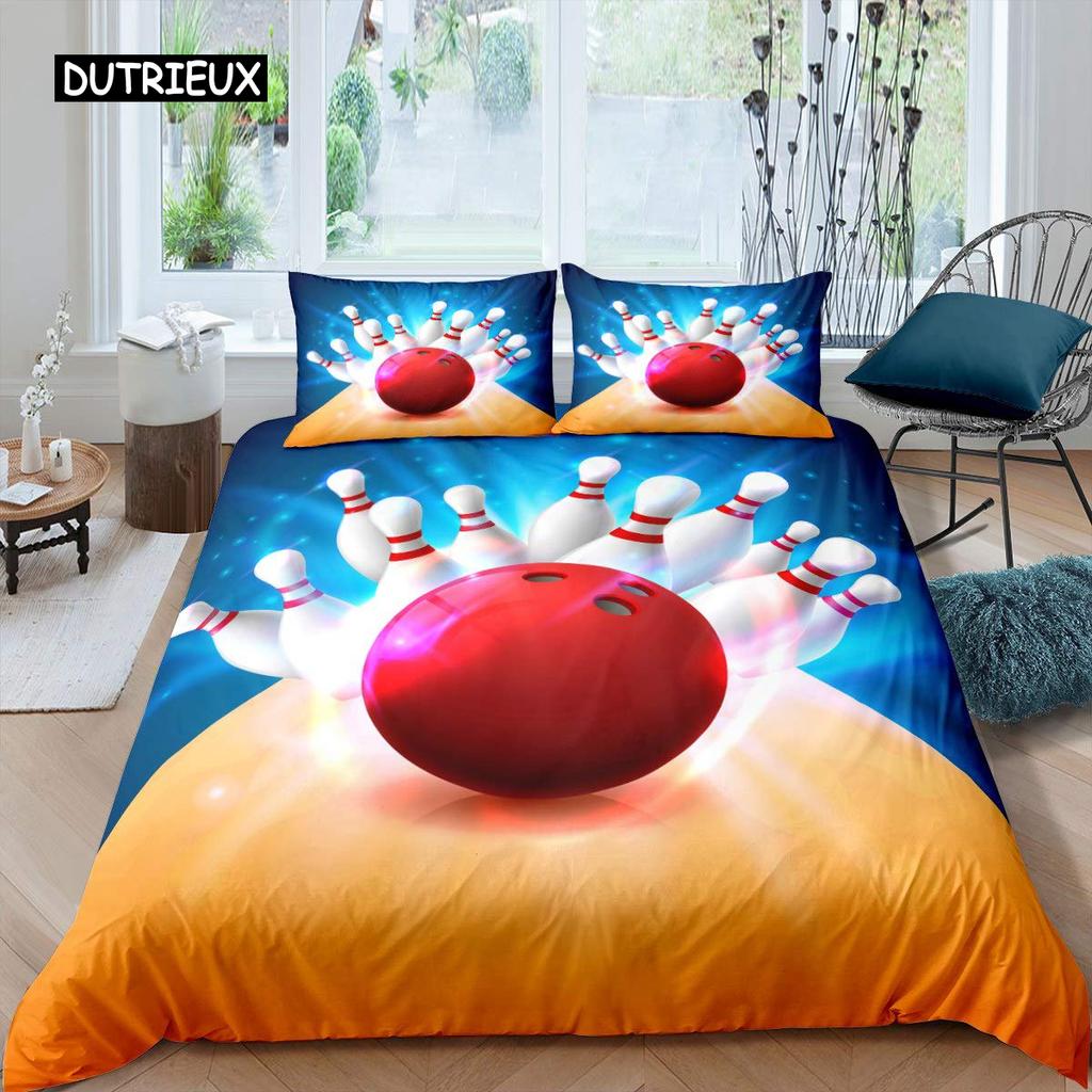 Bowling Duvet Cover Polyester Sport Competition Quilt Cover Sports Games Starry Sky Blue Line Bedding Set Double Queen King Size