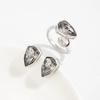 2Pcs/set New Trendy Acrylic Rhinestone Stud Earrings Ring for Women Vintage Geometric Irregular Finger Ring Jewelry Set Gifts