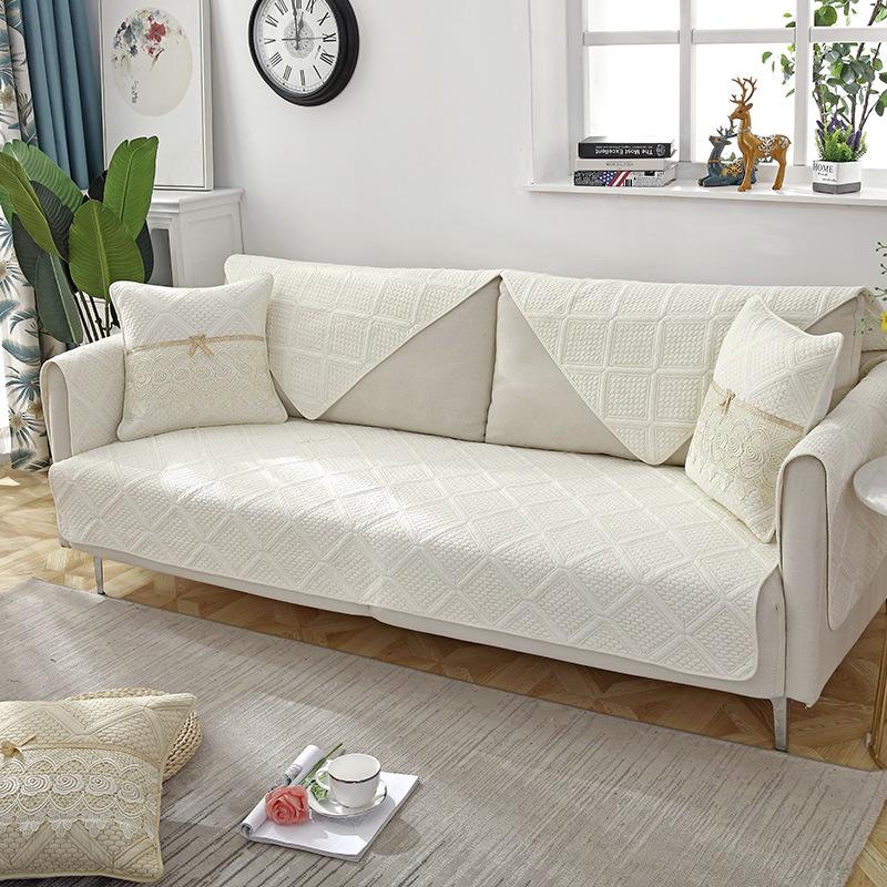 Pure Cotton Sofa Cushion for All Seasons, Cotton Fabric Non-slip Cushion Cover, Simple Modern Set Cover, Seat Cushion All-inclusive