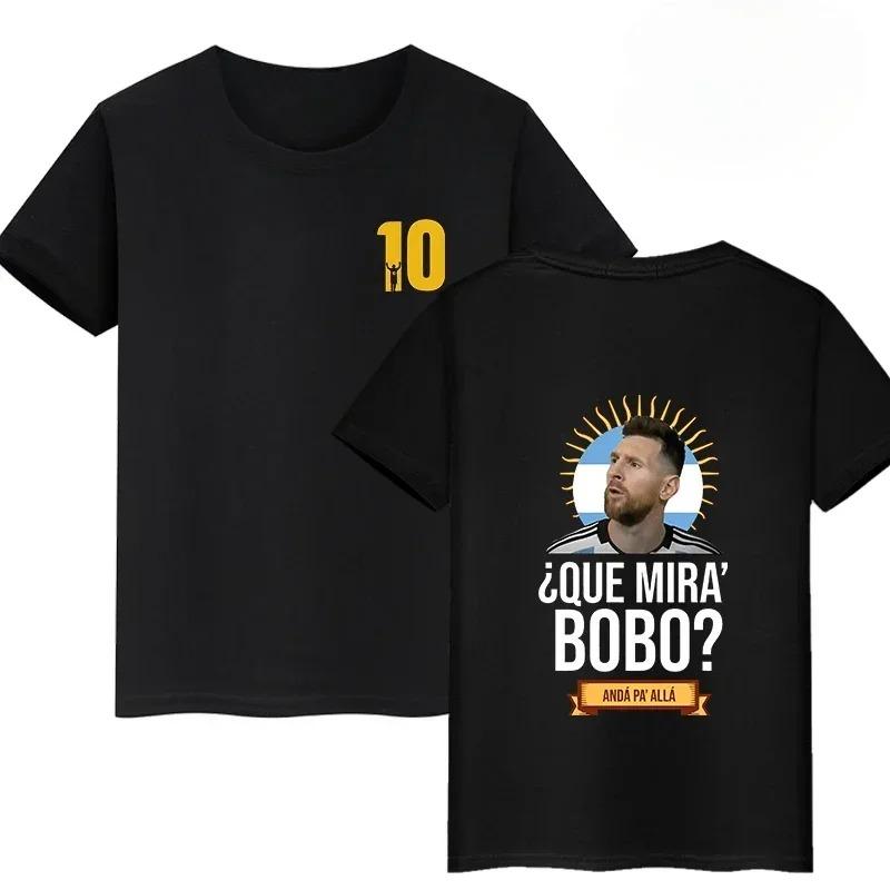 Lionel Messi #10 GOAT Argentina Double-Sided Print T-Shirt, Unisex Soccer Fan Streetwear Tee, 100% Cotton Casual Football Top