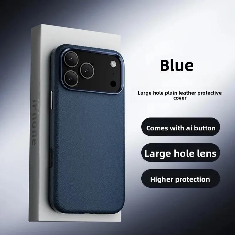 High-end Premium Genuine Leather Magnetic Charging Case For IPhone 17 Pro Max 17Air AI Smart Control Camera Button Protect Cover