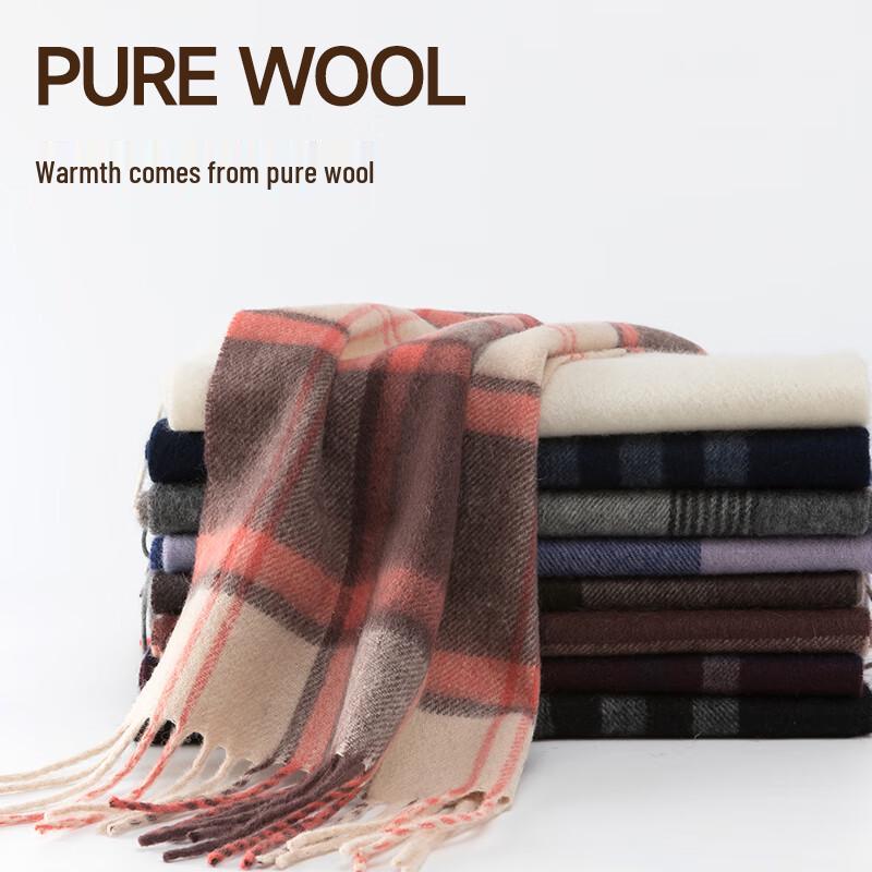 Hengyuanxiang 100% Wool Plaid Scarf