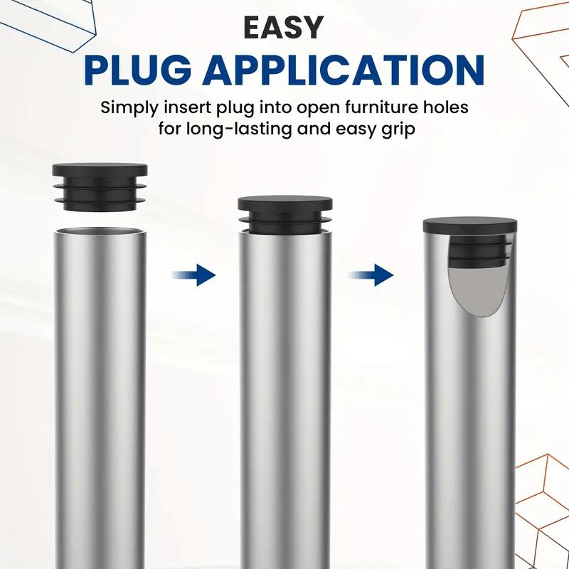 12pcs 60mm Round Plastic Plugs with Glide Insert Design Durable Mounting for Chair Leg Tubes Furniture No Drill Required