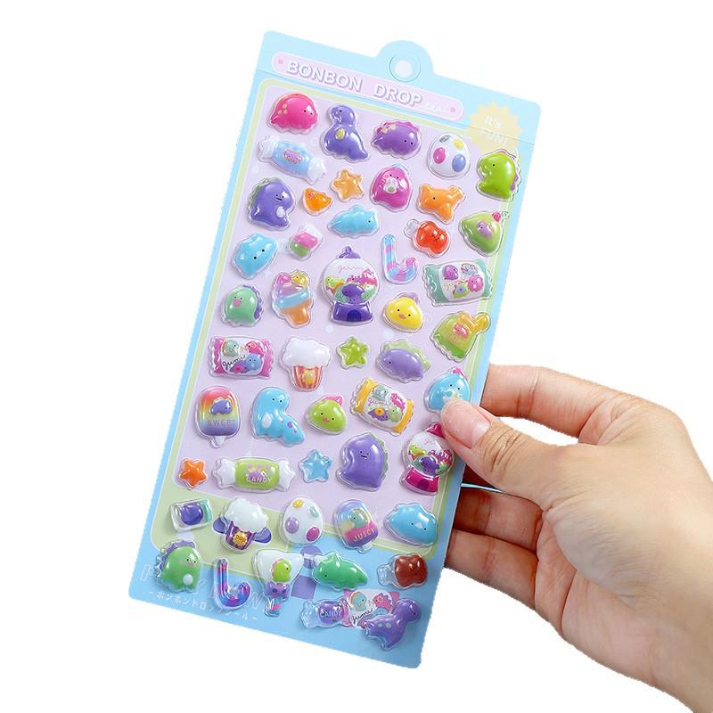 3D Embossed Japanese Cartoon Stickers for Kids' DIY Journaling & Cute Phone Case Decoration