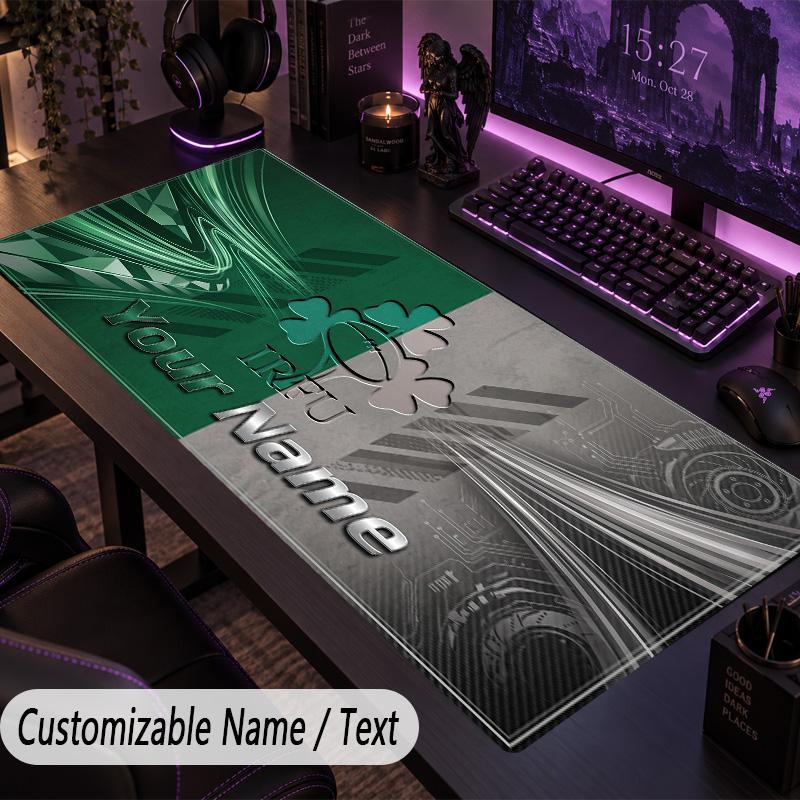 Large Mouse PadIreland Rugby Custom Name Text Personalized Desk Mat Non Slip Gaming Pad
