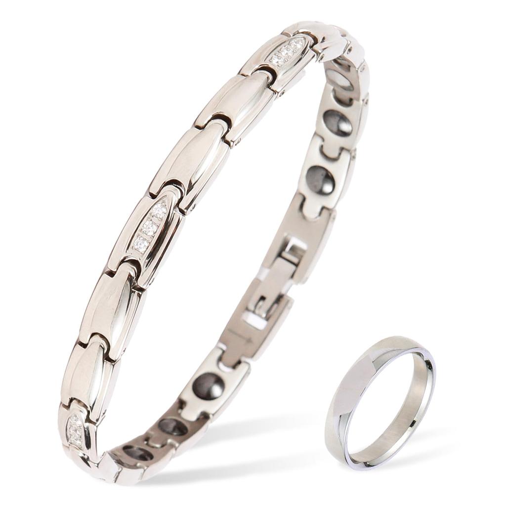 KYOSI Germanium Magnetic Bracelet for Adjustable Tool Silver and Anti-Static Women, Combination, Gold, 18.5cm