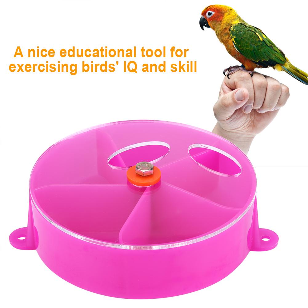 Bird Pet Foraging Feeder Food Wheel Feeding Storage Box Toy Purple