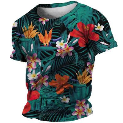 Moda Hawaje Casual męska koszulka unisex roślinne kwiaty wzór koszulki z nadrukiem Trend rozrywka wokół szyi topy z krótkim rękawem
