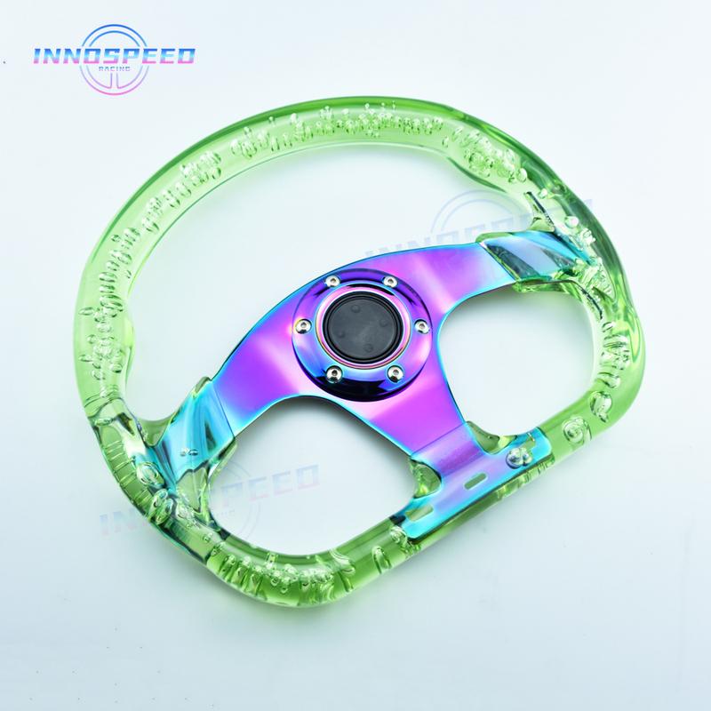 13inch D Shape Acrylic Racing Game Steering Wheel Neo Chrome Spoke Car Modified Sports Steering Wheels