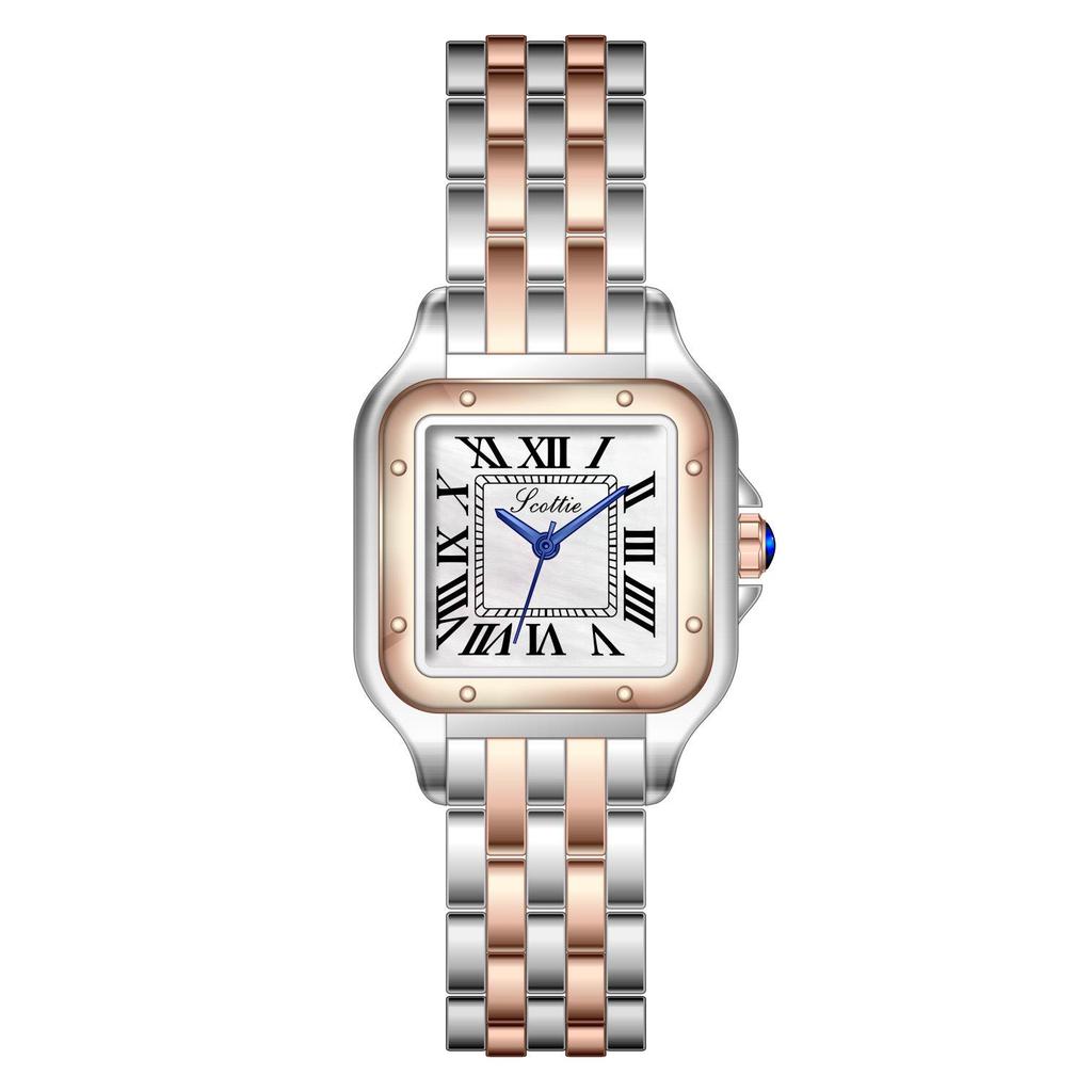 Women's Ultra-Thin Roman Numeral Square Watch with Steel Band and Waterproof Design