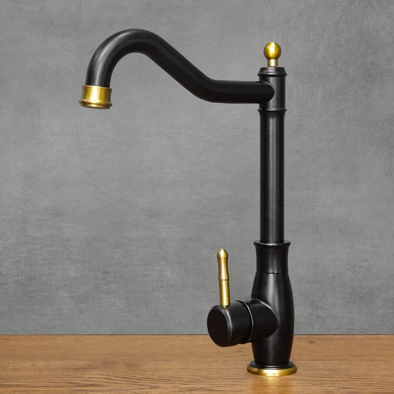 Black free-standing kitchen tap CORNY