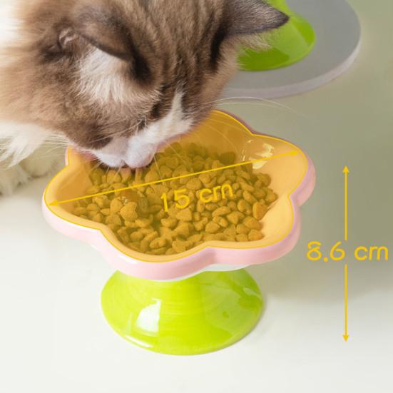 Erhöhte Katzennäpfe aus Keramik, Blumendesign, erhöhter Katzenfutter- und Wassernapf, kleiner Katzenfutternapf für Katzen und kleine Hunde