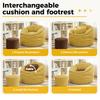 Ergonomic Curved Bean Bag Chair with Detachable Storage Pocket and Matching Cylindrical Ottoman for Modern Home Comfort