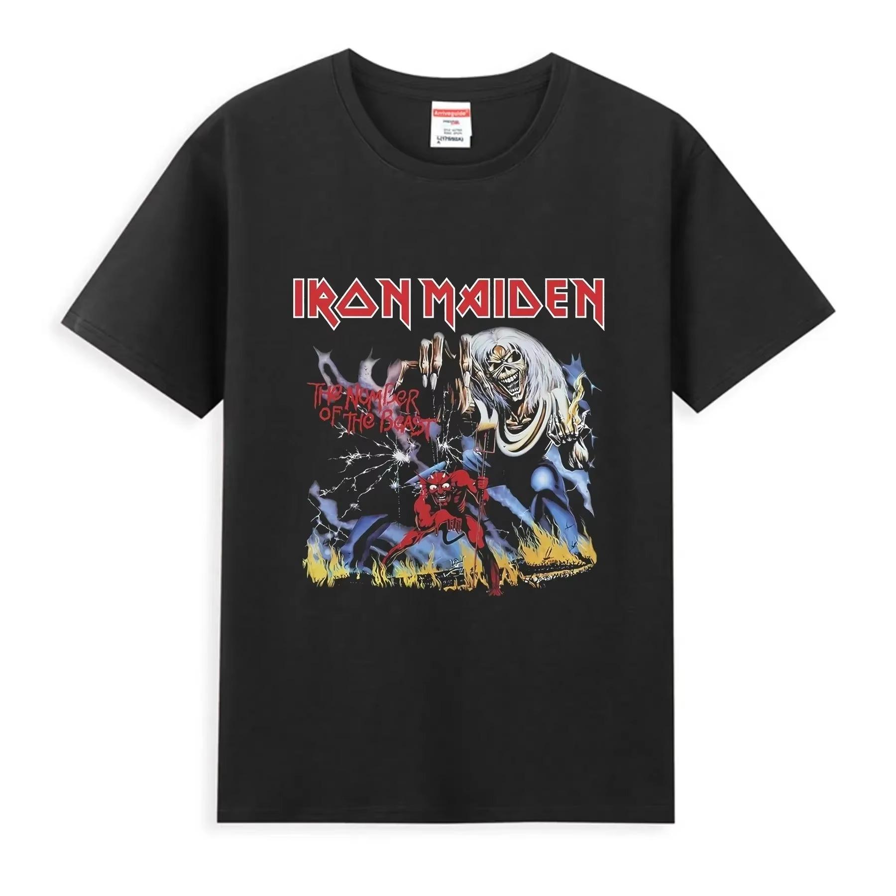 

2025 Men Iron T Shirt Casual Powerslave Head T-shirt Graphic Oversized Sports Tops Maiden Comfortable Streetwear CottonTee 2XL
