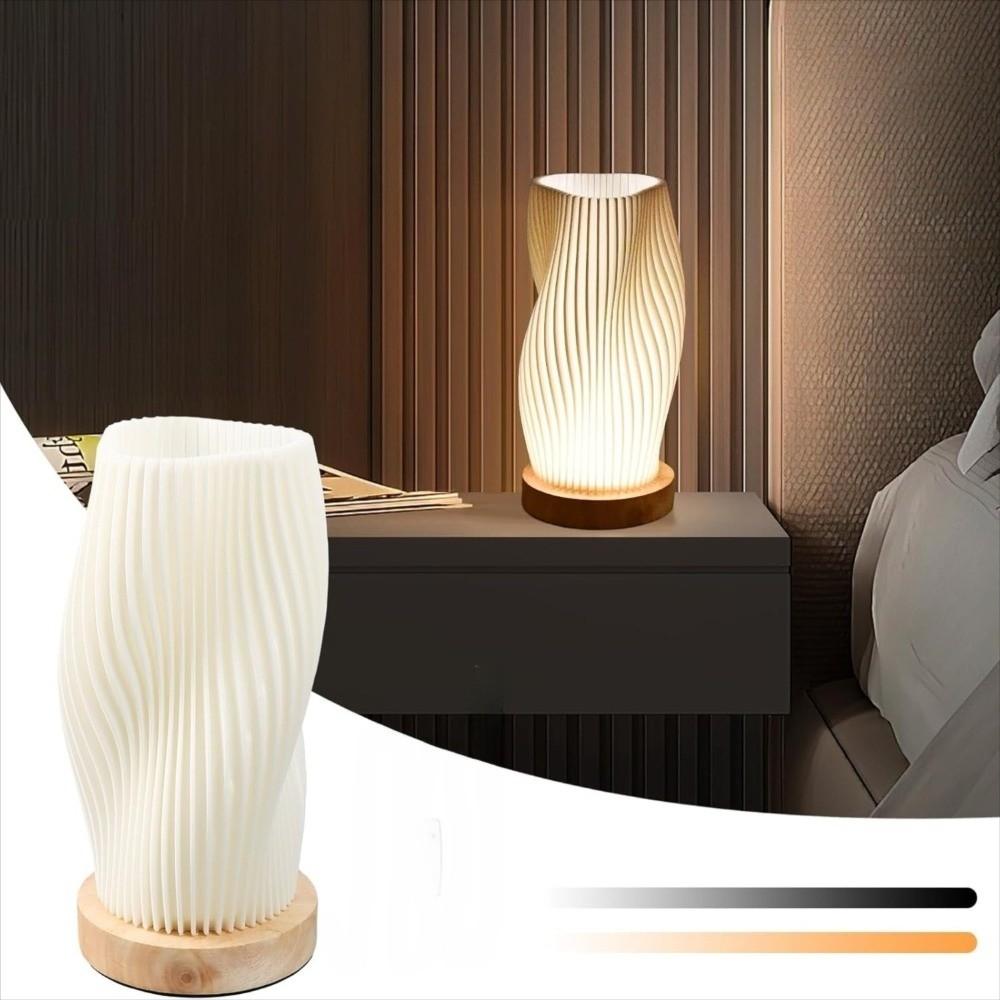Dimmable 3D Pleated Table Lamp Atmosphere Lamp 3 Color INS Minimalist LED Desk Lamp Eye Protection Home Decoration Bedside Lamp