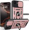 Slide Lens Camera Protection Armor Funda for Iphone 16E Case Magnetic Ring Stand Holder Cover for Iphone SE 2025 SE4 Case