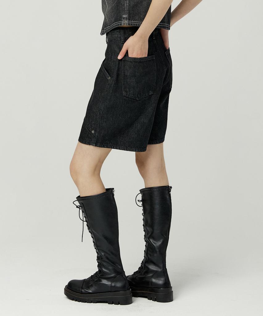 MAGOODGAN Flower 7958 Fatigue Variant Black Bermuda Shorts
