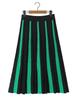 2025 Women's Knit Color Block Striped Pleated Half Skirt