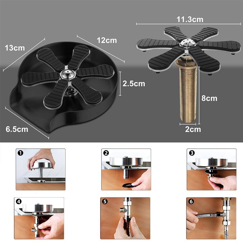 Zlewozmywak kuchenny Szklanka do mycia Automatyczny Stal nierdzewna Ciśnieniowy spryskiwacz Narzędzie do czyszczenia kubków Bateria Barowa Spryskiwacz do szklanek Dzbanek do kawy