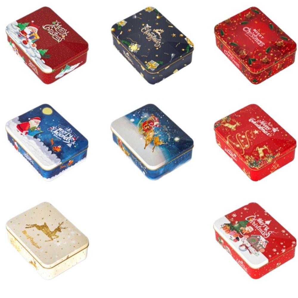 Square Christmas Box Metal Gift Packing New Candy Box  Gift