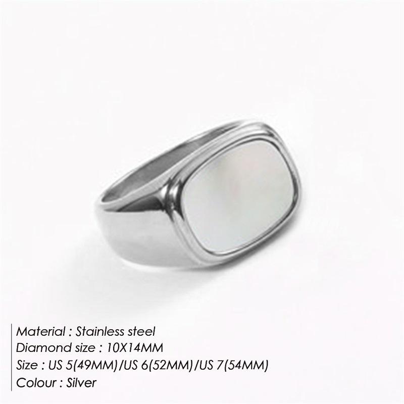 eManco Gold White Square Stainless Steel Ring for Women