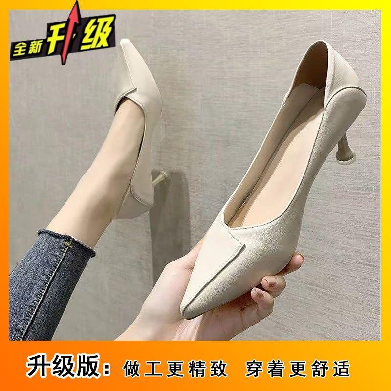 French style not tired feet thin heels women's single shoes 2025 spring and summer new fashion comfortable pointed versatile high heels women
