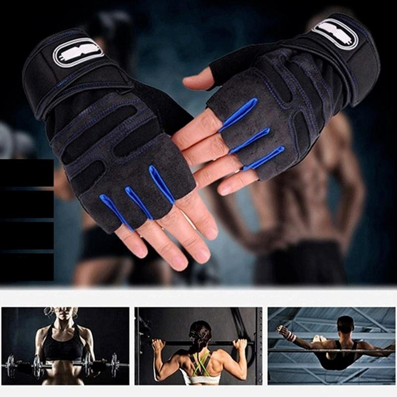1Pair Half Finger Athletic Gloves Gym Fitness Weight Lifting Gloves Wrist Guard Training Gloves Exercise Workout Biking Gloves