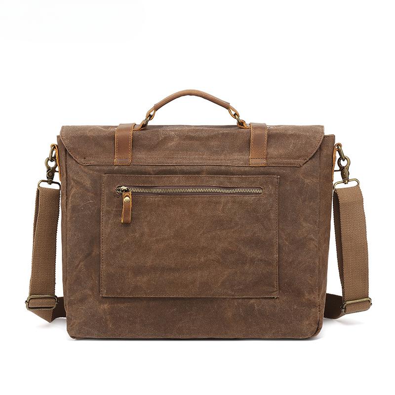 Single Shoulder Crossbody Bag Men's Portable Document Computer Diagonal Backpack Waterproof Waxed Canvas