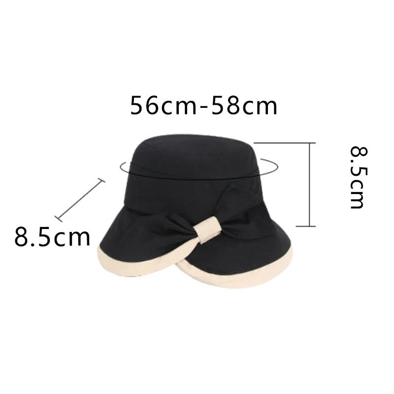 New Summer Women Bow Tie Fashion Bucket Hats Outdoor Sunscreen Beach Wide Brim Panama Cap Casual Uv Protection Fisherman Hat
