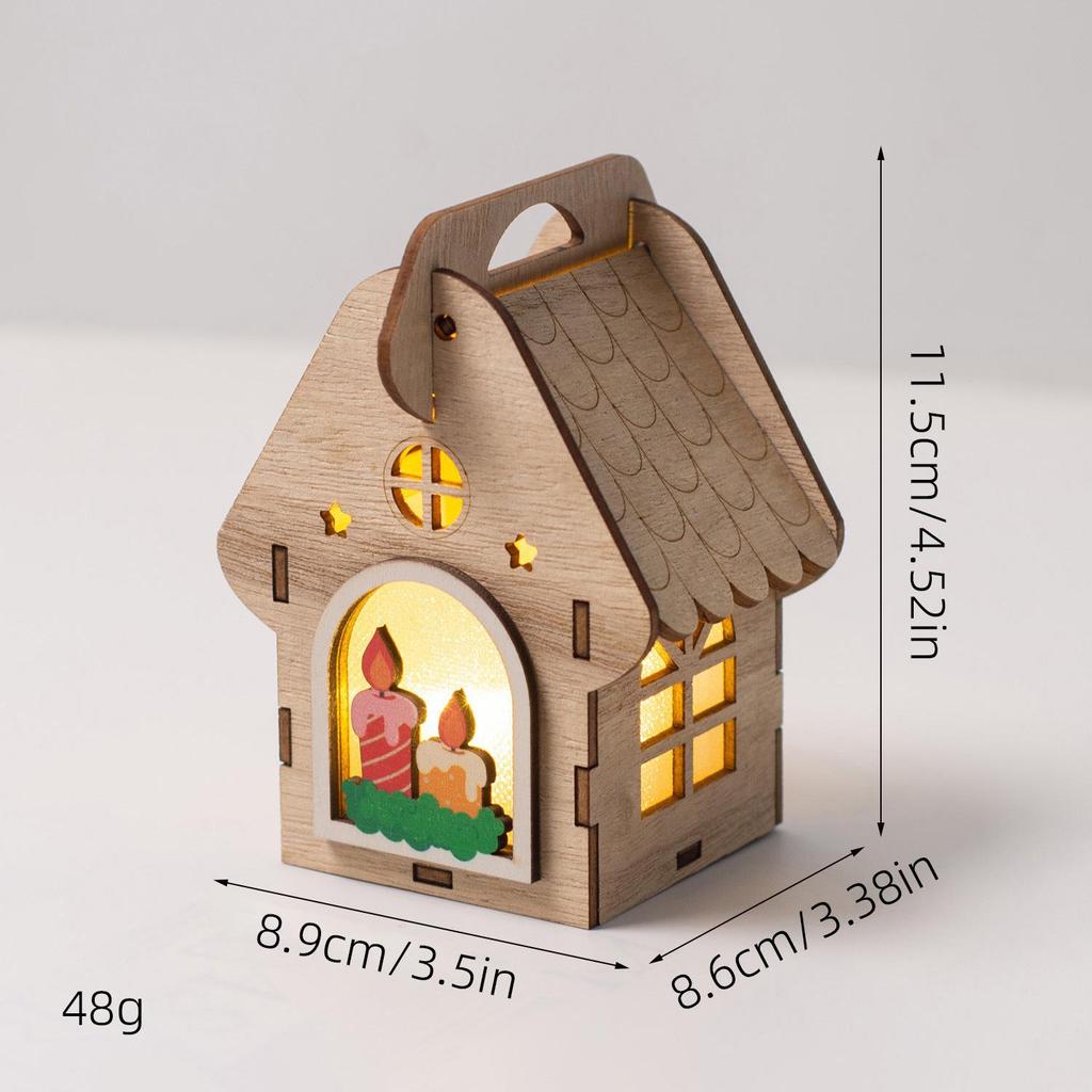 Christmas Luminous Wooden Cabin Ornament - Small House Tree Decoration