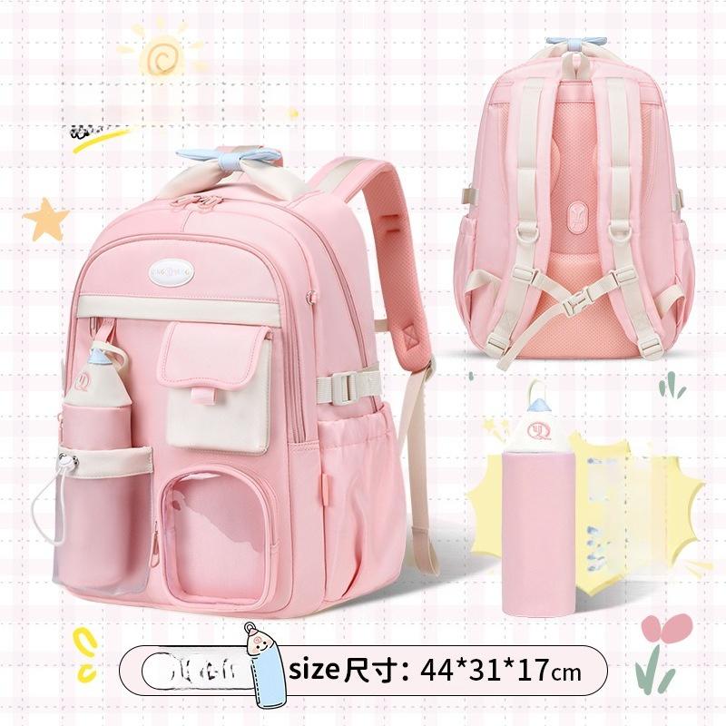 Zaini per Bambini Scuola Primaria Classi 3-6 Ragazza Rosa Studente Scuola Media Borse Scolastiche Impermeabili Zaino con Manico Festival delle Farfalle con Astuccio