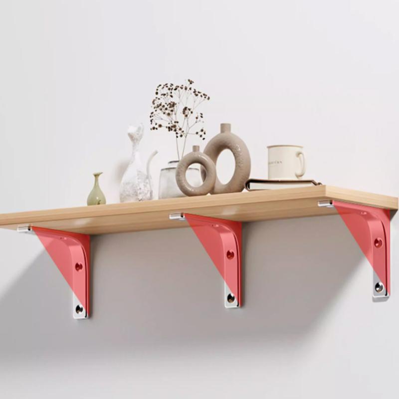 YM 2pcs Heavy Duty Stainless Steel L-Shaped Floating Shelf Brackets Wall Mount Black/White Corner Triangle 90 Degree Decorative