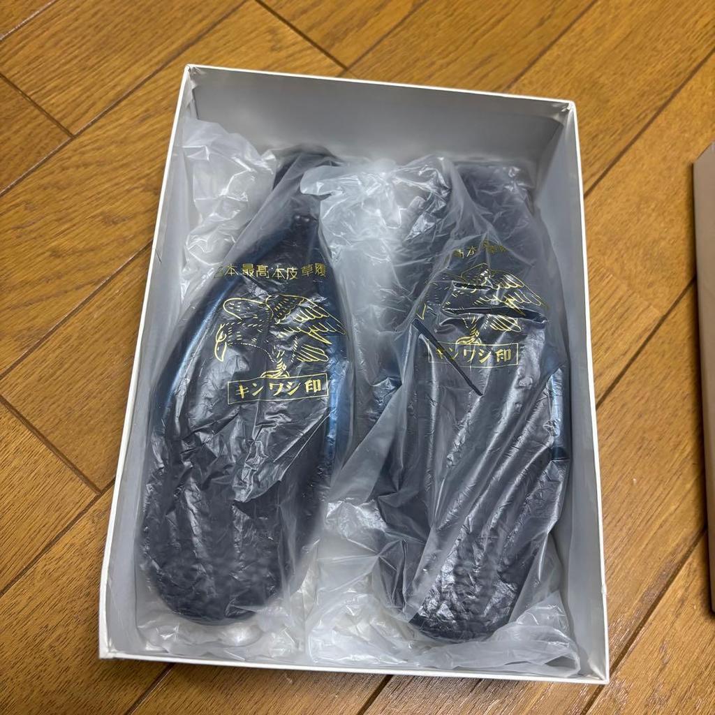 Used Mercari city limited!Kinwashi Honpo Zori Sandals Kinwashi Seal Navy Blue Top Grade Masterpiece Ajiro