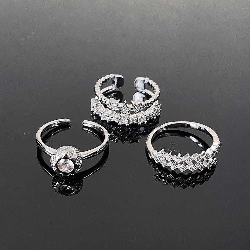 New Product Stacking Suit Women'S Fashion Star Double-Layer Zir*****Pen Ring Simple Fashion Adjustable Ring